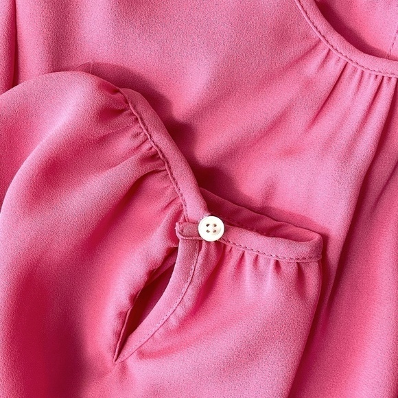 J by J Crew Chiffon Puff Sleeve Blouse, Petal Pink, Size 0 - Picture 5 of 8